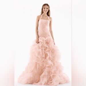 Vera Wang Pink Ball Gown Fitted Bodice Size 2 w/veil Wedding Prom Quinceanera
